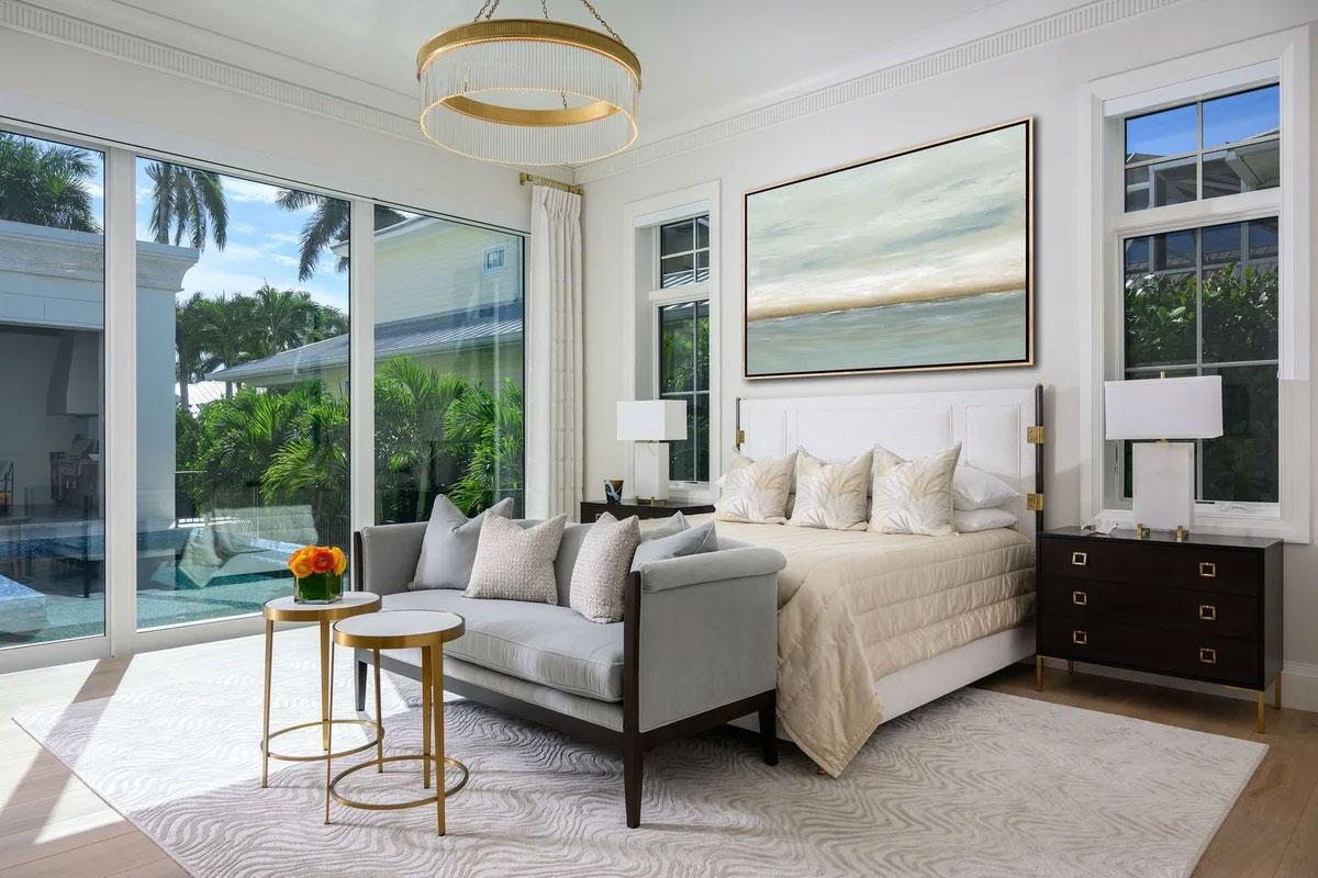 High End Contemporary Master Bedroom Naples Interior Design by Ficarra Design Associates
