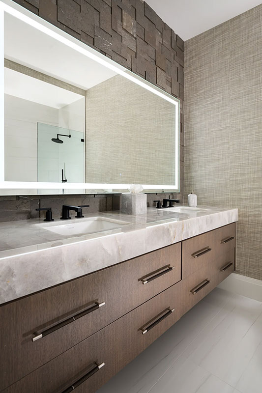 High End Contemporary Guest Bath Naples Interior Design by Ficarra Design Associates