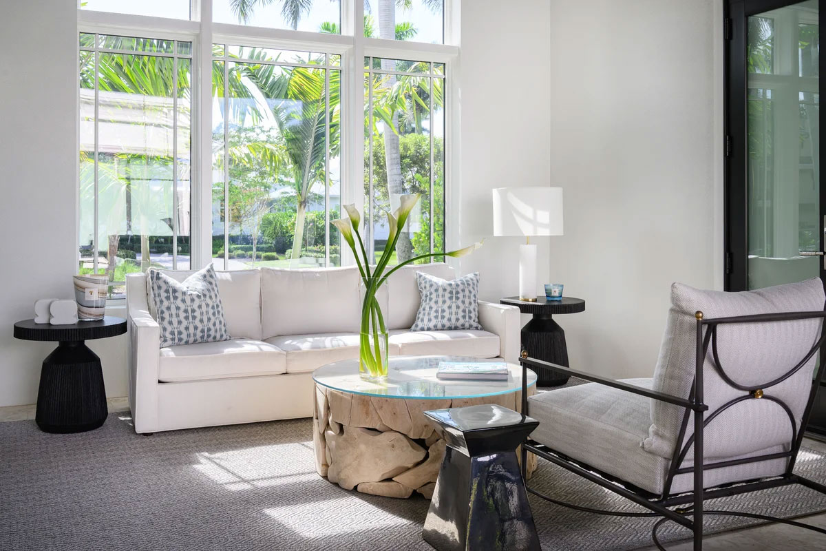 High End Contemporary Sitting Room Naples Interior Design by Ficarra Design Associates