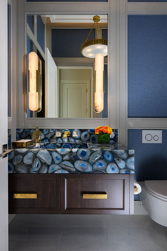 High End Contemporary Powder Room Naples Interior Design by Ficarra Design Associates