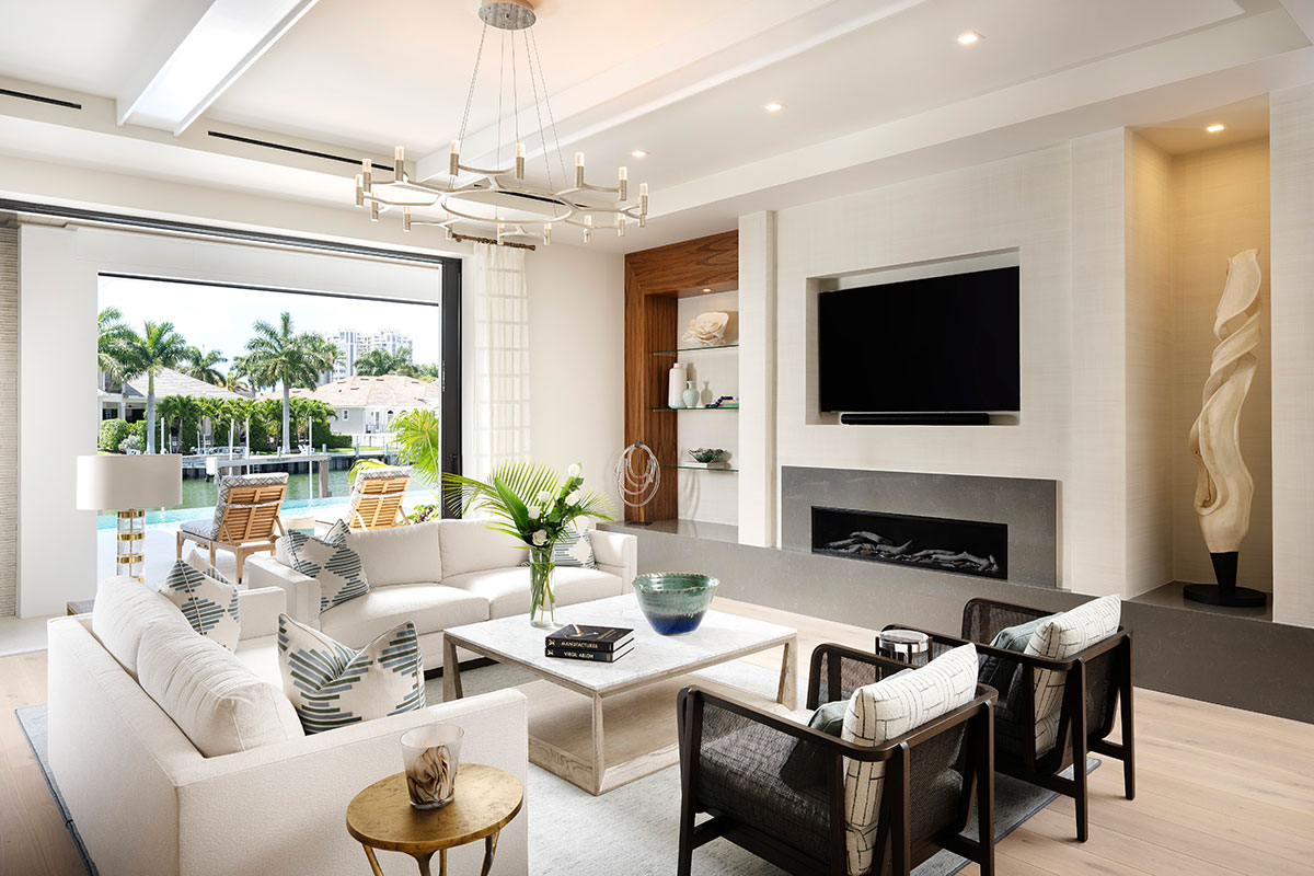 Living Room - Olde Naples Coastal Transitional Interior Design