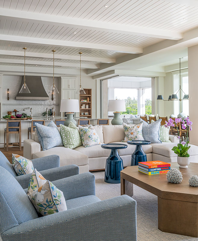 Living Room - Port Royal Naples Coastal Transitional Interior Design 