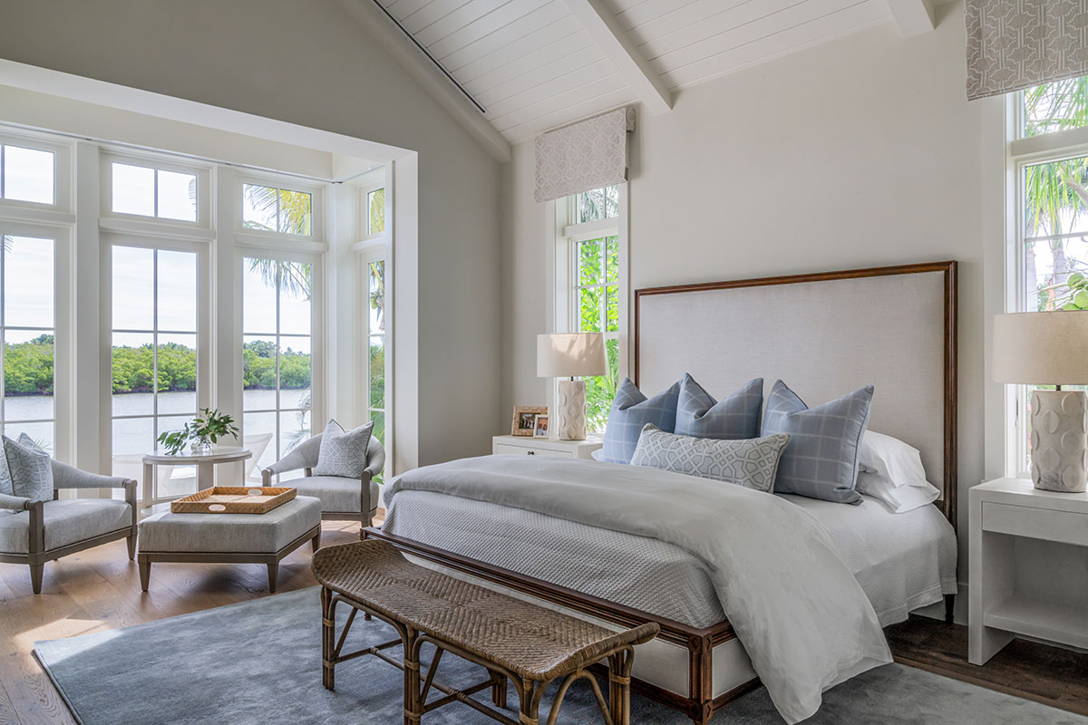 Master Bedroom - Port Royal Naples Coastal Transitional Interior Design  