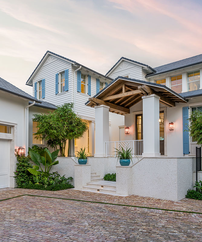 Exterior - Port Royal Naples Coastal Transitional Interior Design 